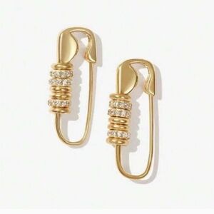 Anthropologie Crystal Safety Pin Earrings
